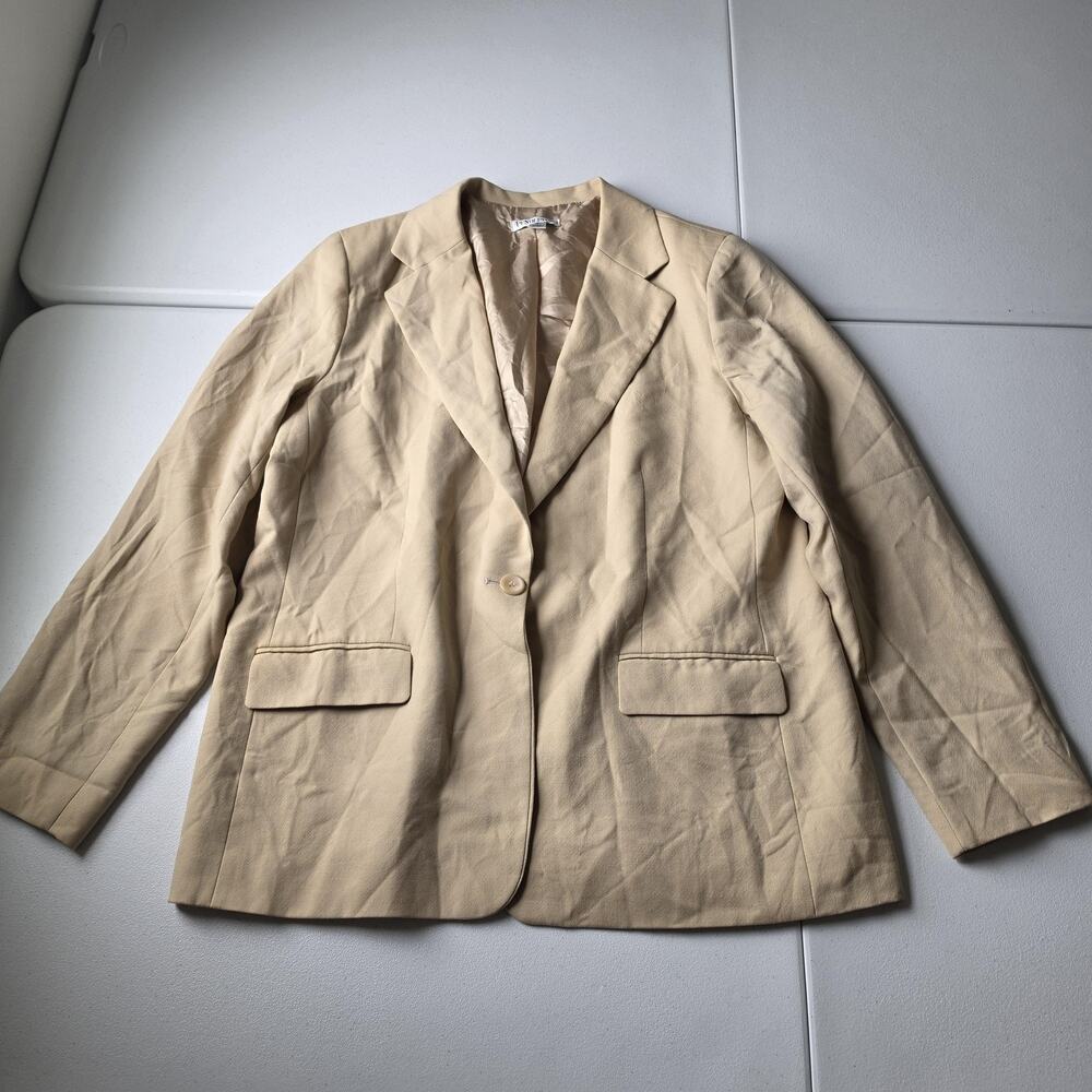 Pendleton Blazer Womens 18 Beige Virgin Wool One Button Lined Classic Jacket